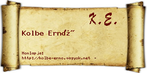 Kolbe Ernő névjegykártya